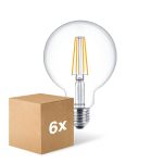 Confezione Multipack 6x Philips MASTER Value LED Globe E27 120mm Filamento Chiara 5.9W 806lm - 927 Bianco Molto Caldo | Miglior Resa Cromatica - Sostitutiva 60W